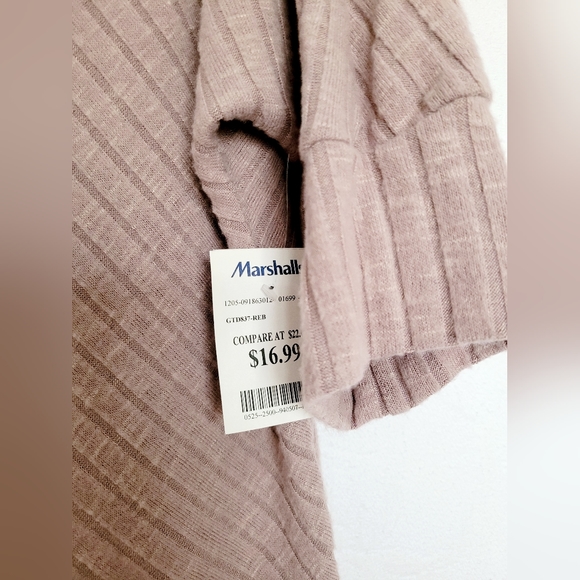 Green Envelope Women's Ribbed Top Sweatshirt Dusty Rose Dolman Sleeve Large - Picture 12 of 14